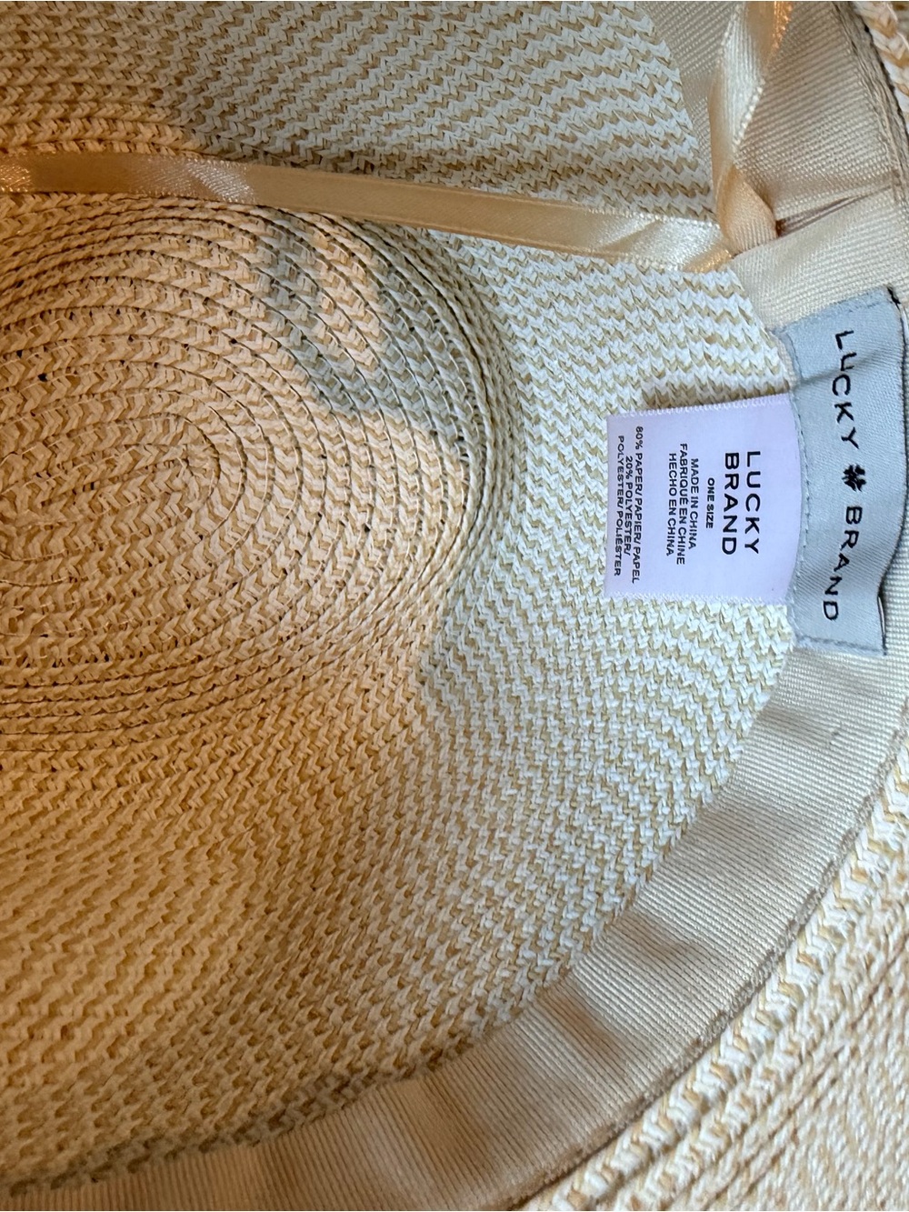 Lucky Brand Cream Straw Sun Hat with Tan Trim - Picture 3 of 5
